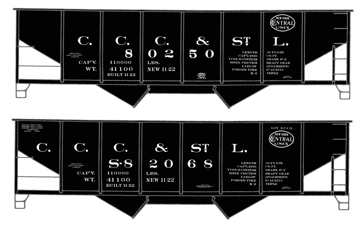 CCC&StL Big Four Twin Hopper Car White New York Central
