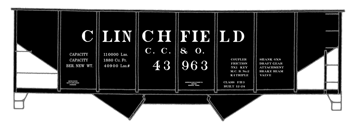 Clinchfield Twin Hopper White CC&O