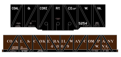 Coal and Coke Railway Of West Virginia Coal Gondola and Hopper Car White