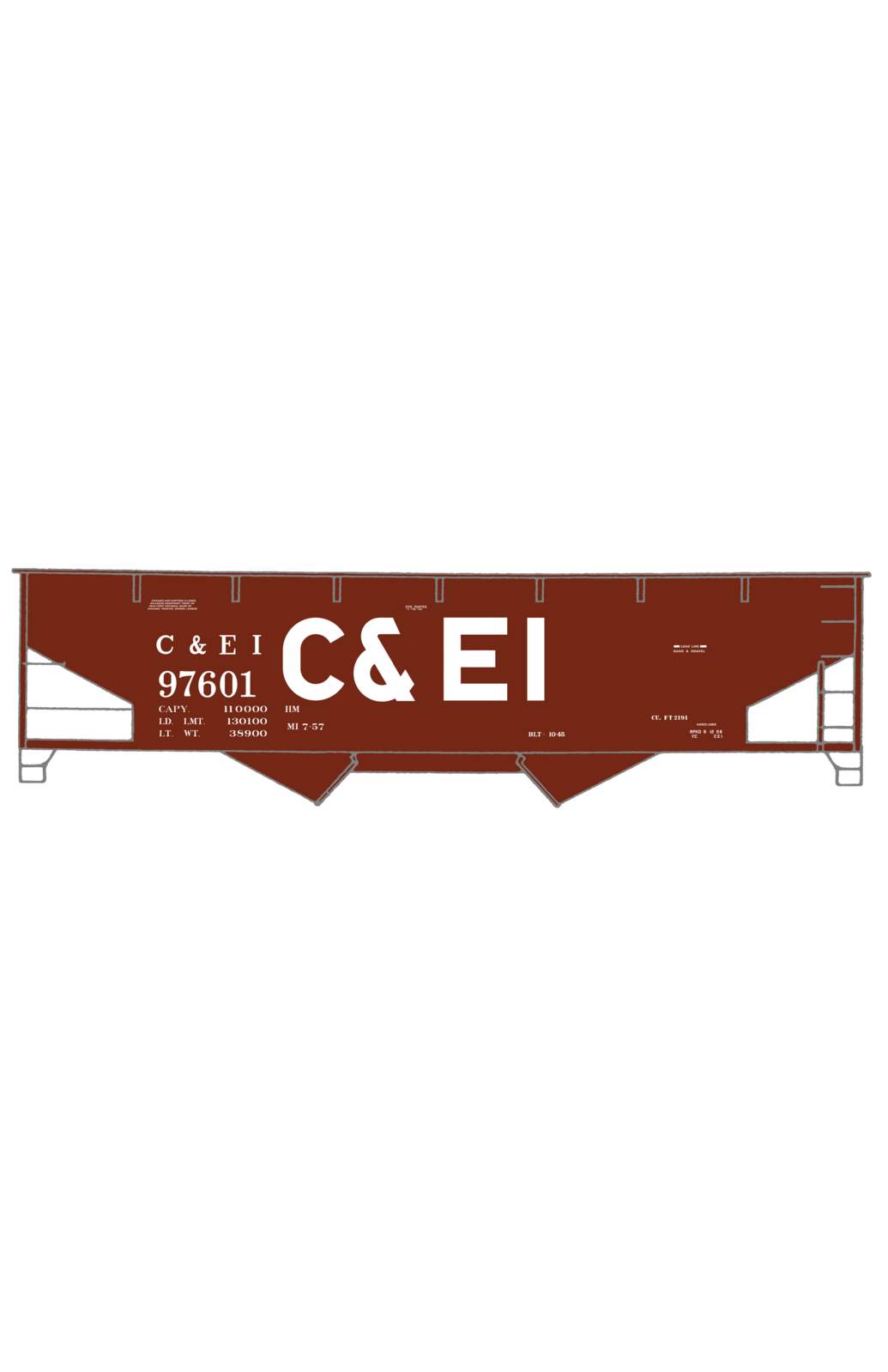 Chicago and Eastern Illinois Offset Twin Hopper White