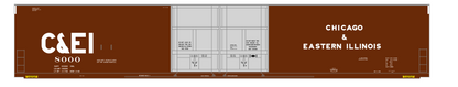 Chicago and Eastern Illinois 86 Ft Auto Parts Boxcar White