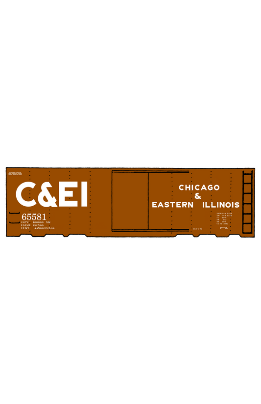 Chicago and Eastern Illinois C&EI Boxcar White Gothic Font