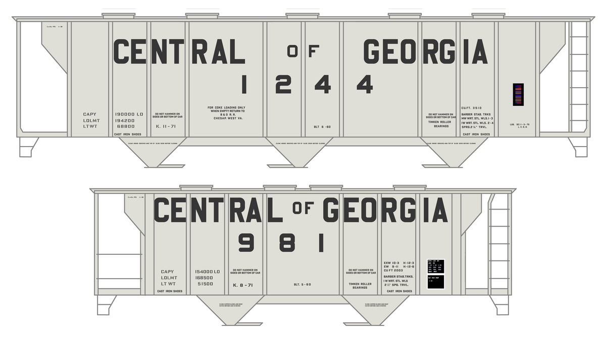 Central Of Georgia Covered Hopper Dark Gray Southern Block Letter