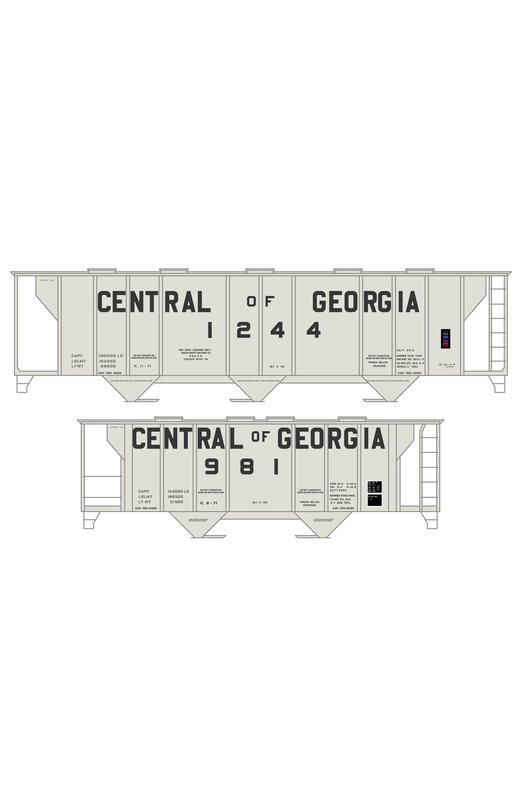 Central Of Georgia Covered Hopper Dark Gray Southern Block Letter