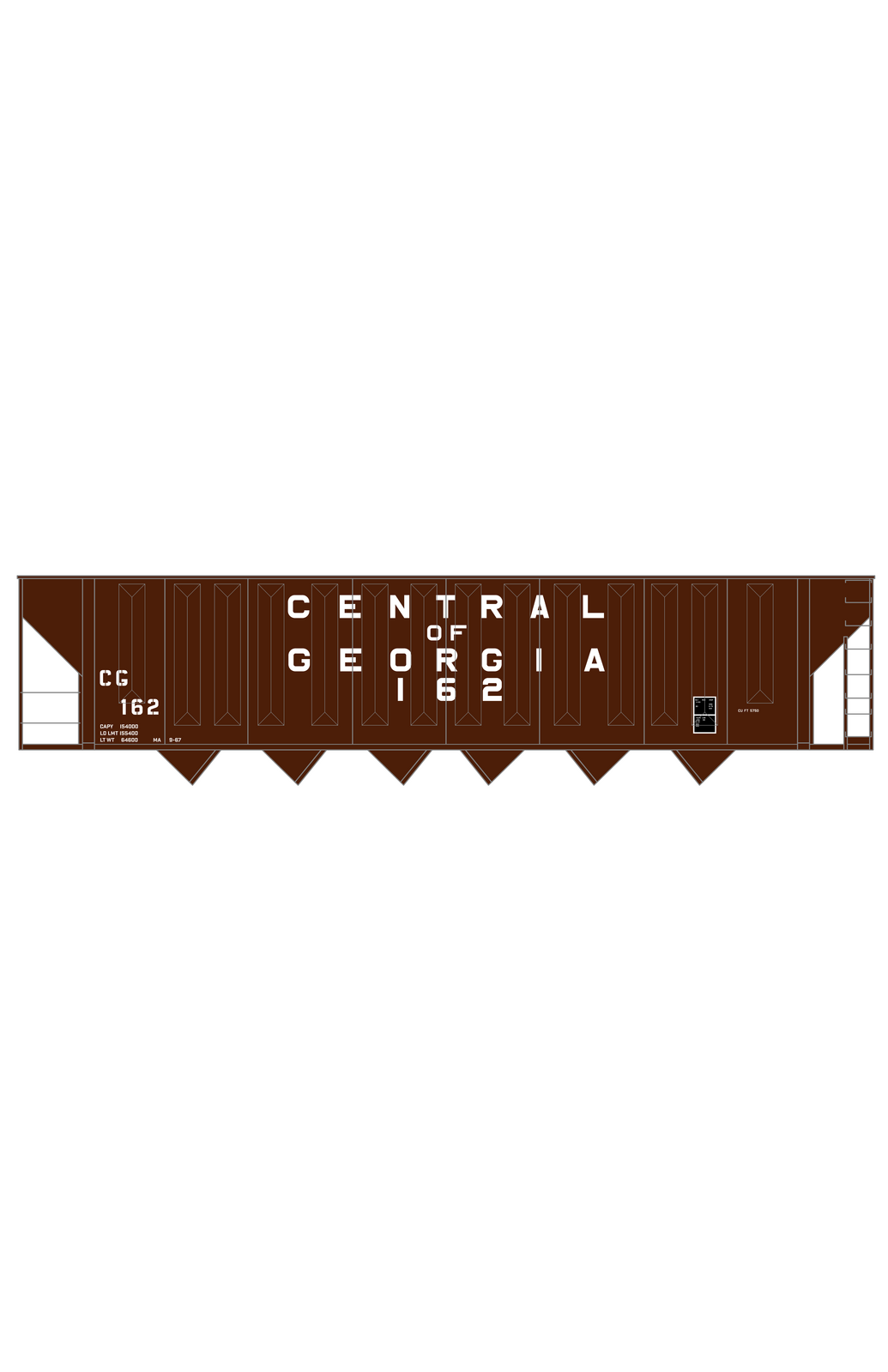 Central Of Georgia Wood Chip Hopper White Southern Block Letter - Decal