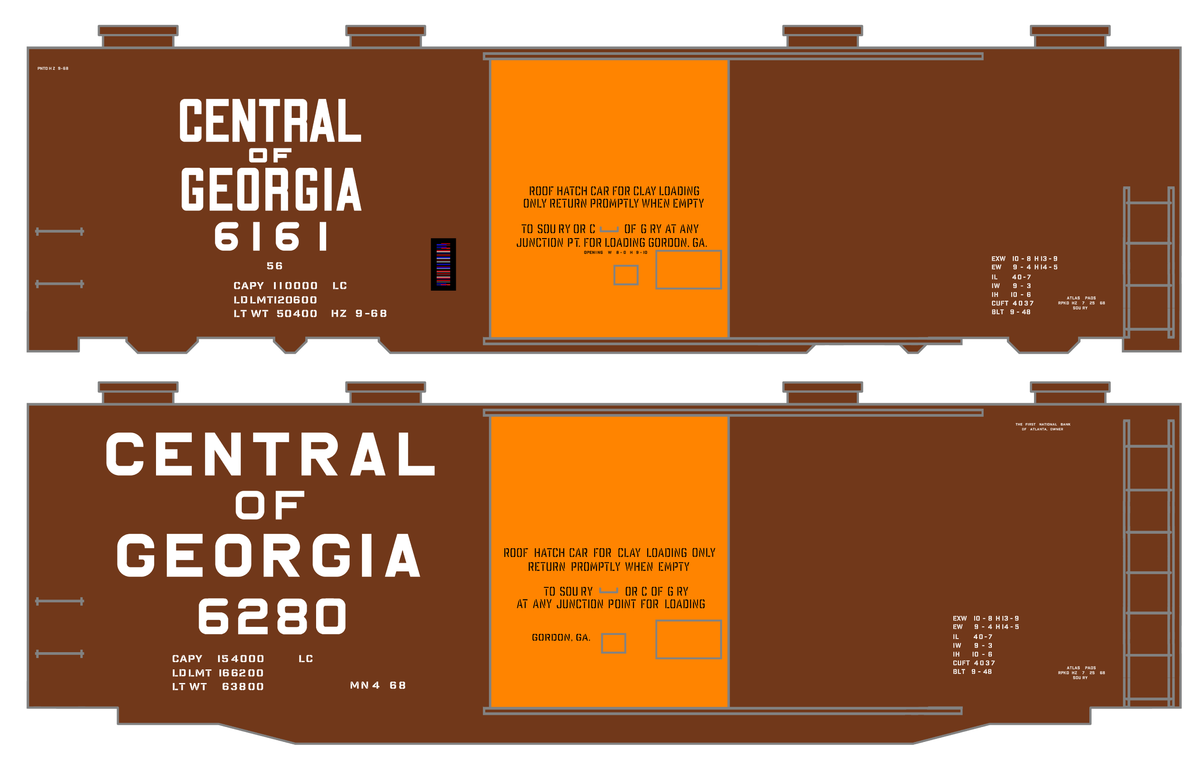 Central Of Georgia Roof Hatch Boxcar White Block Letter