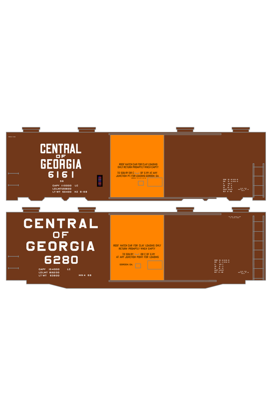 Central Of Georgia Roof Hatch Boxcar White Block Letter