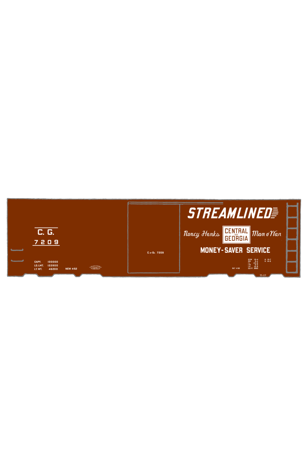 Central Of Georgia 40 Ft Boxcar White Streamlined