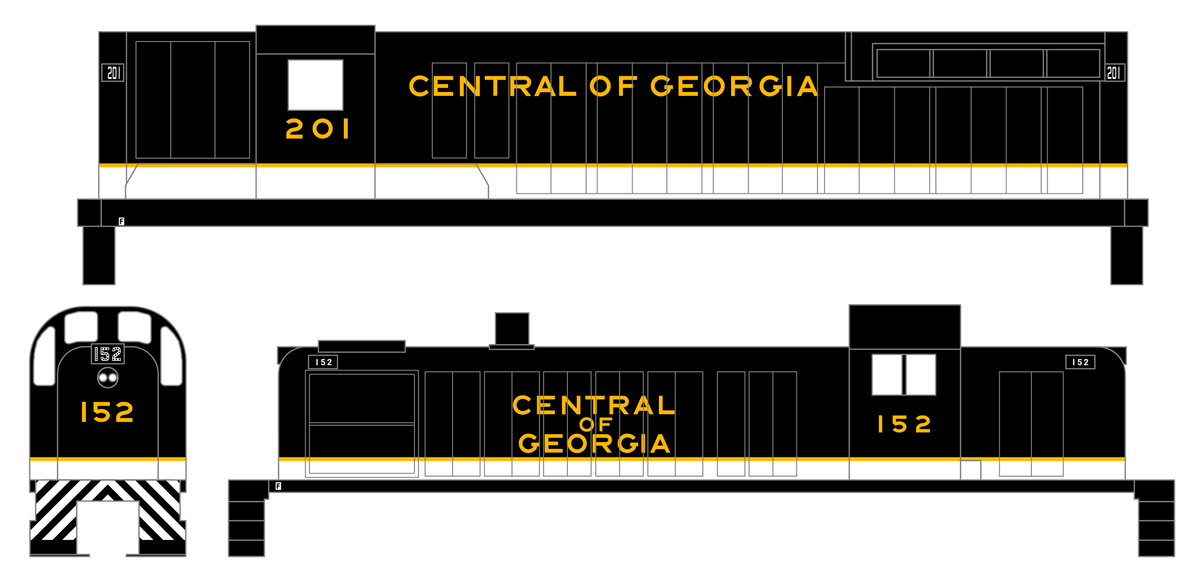 Central Of Georgia Diesel Locomotive Gold Southern Scheme