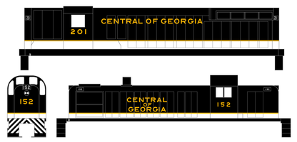 Central Of Georgia Diesel Locomotive Gold Southern Scheme