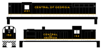 Central Of Georgia Diesel Locomotive Gold Southern Scheme - Decal