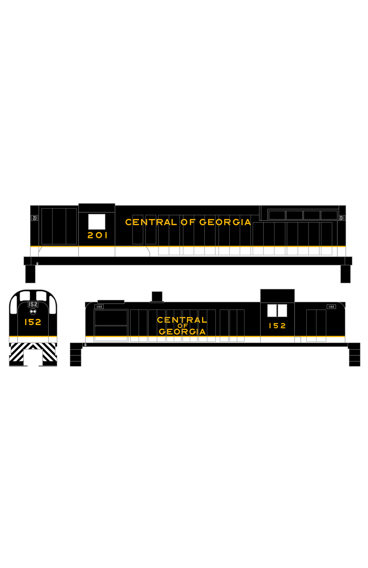 Central Of Georgia Diesel Locomotive Gold Southern Scheme