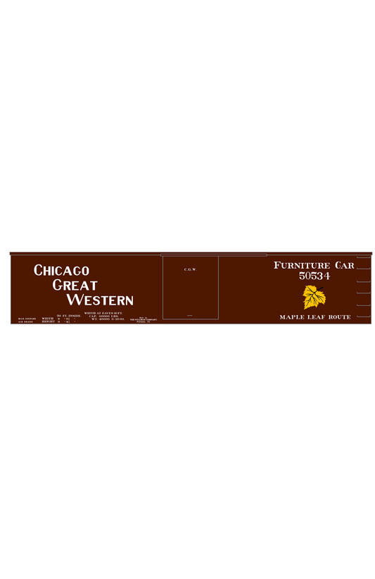 Chicago Great Western 50 Ft Furniture Boxcar White and Yellow Leaf Herald
