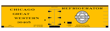 Chicago Great Western 38 Ft Bohn Patent Ice Reefer Black and White