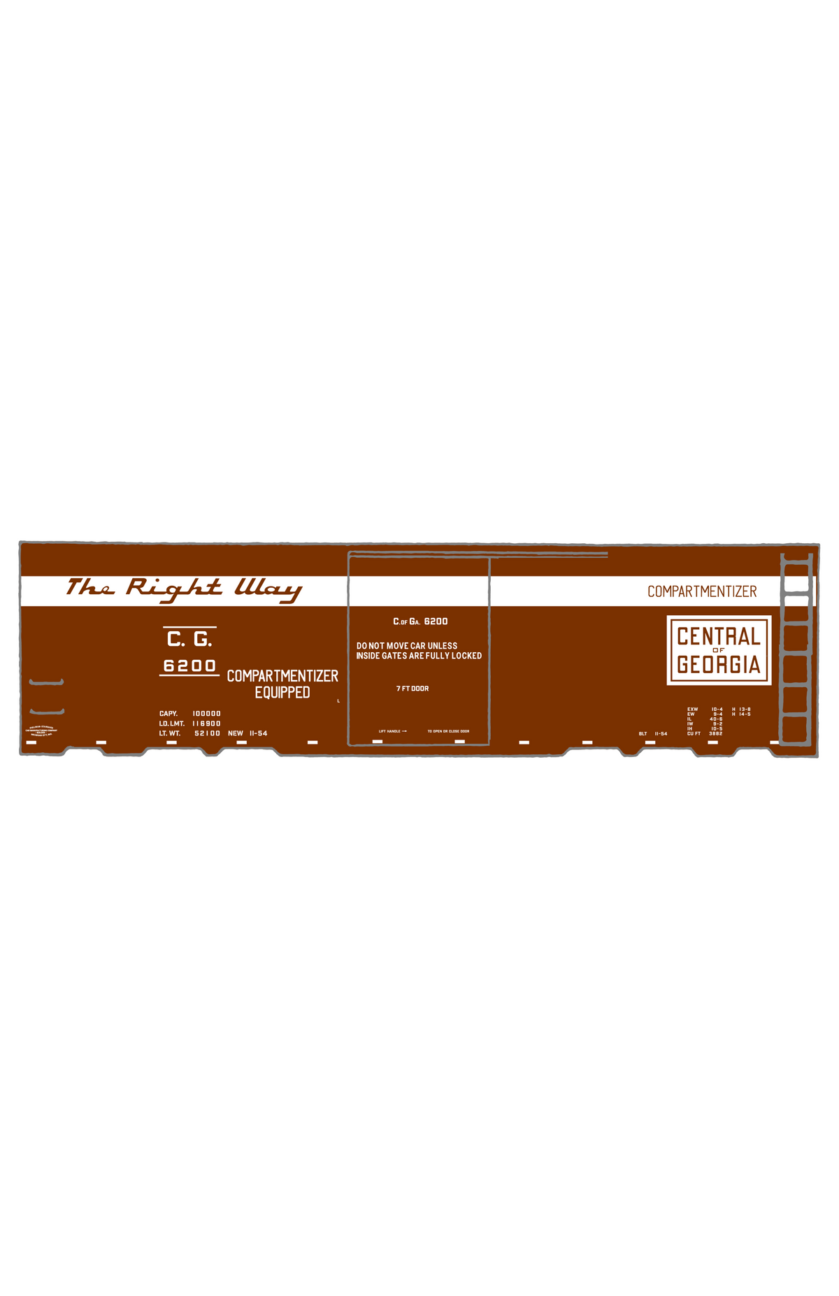 Central Of Georgia 40 Ft Compartmentizer Boxcar White As Built