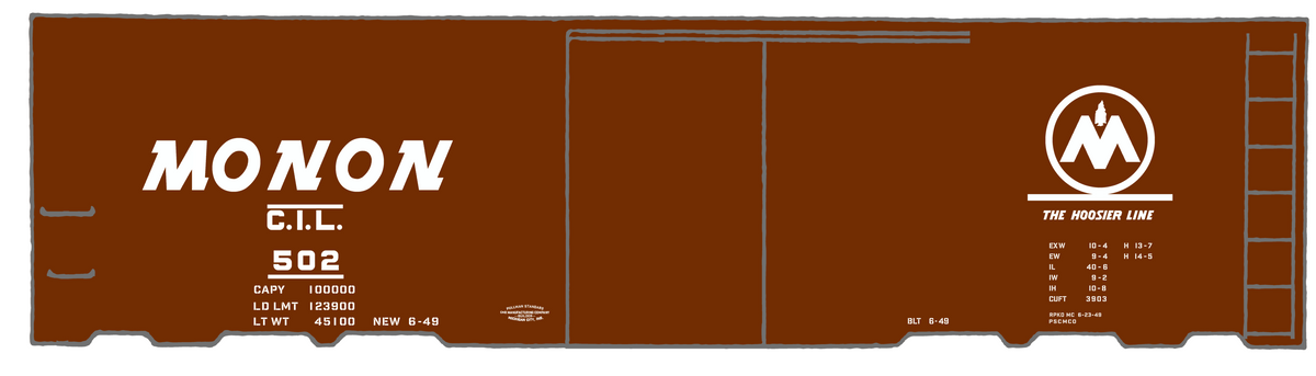 Monon (CIL) 40 Ft Boxcar White Underline Round Herald