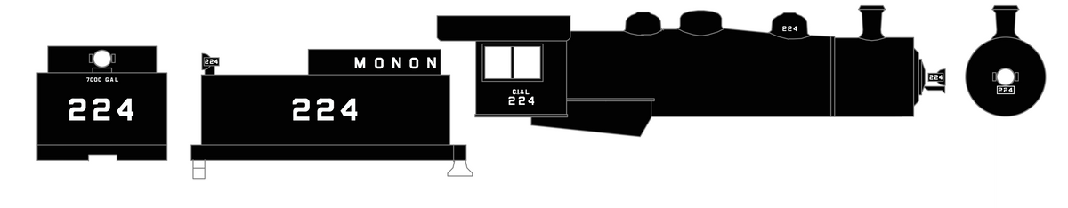 Monon (CIL) Steam Locomotive White