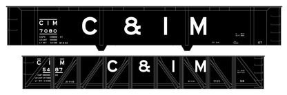 Chicago and Illinois Midland 50 and 70 Ton Gondolas White  - Decal