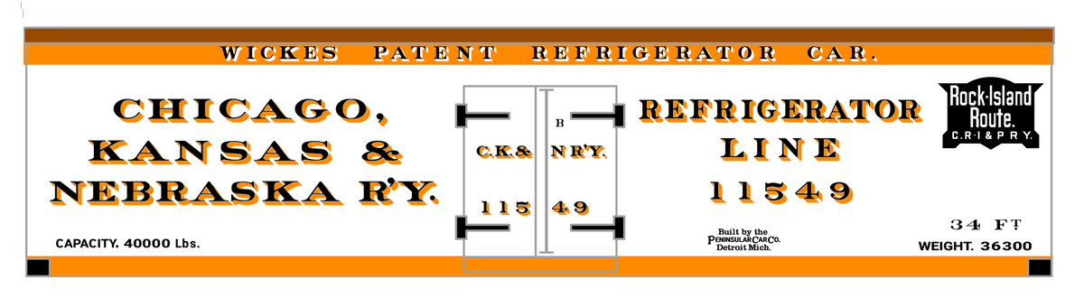 Chicago Kansas & Nebraska 34 Ft Ice Reefer Black Orange Rock Island