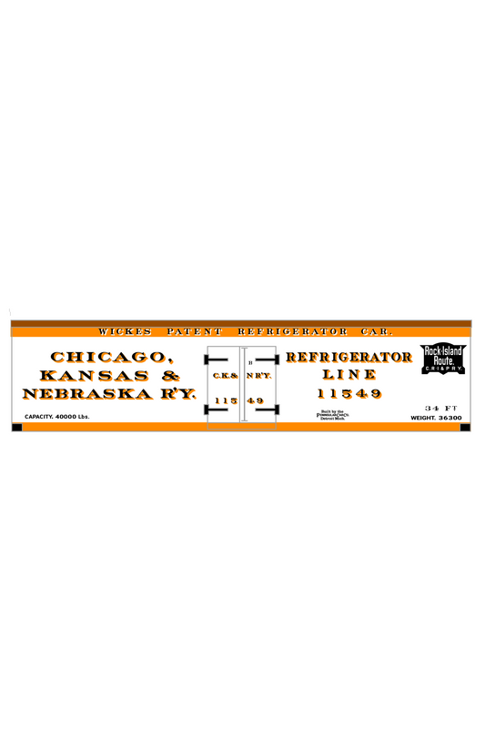 Chicago Kansas & Nebraska 34 Ft Ice Reefer Black Orange Rock Island