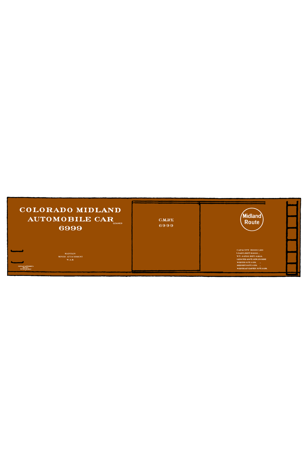 Colorado Midland 40 Ft Auto Boxcar White