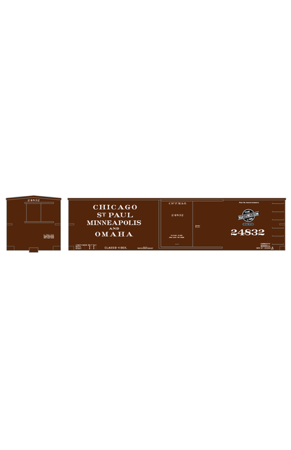 C&StPM&amp;O 36 Ft Wood Boxcar White CNW - Decal