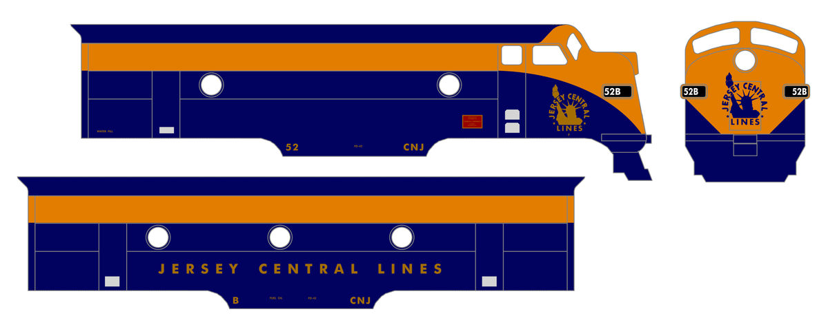CNJ Jersey Central Lines Cab Diesel Gold and Blue
