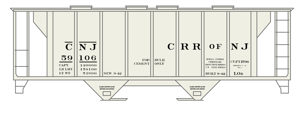 Central Of New Jersey Cement Covered Hopper Black Roman Font