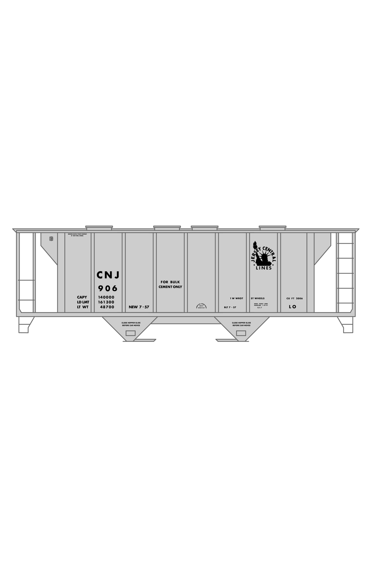 Central Of New Jersey Cement Covered Hopper Black Futura Font