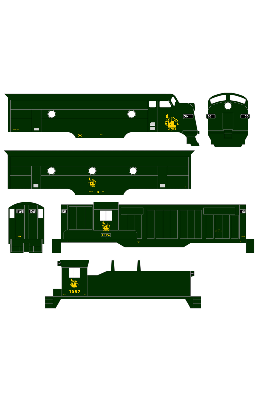 CNJ Jersey Central Lines Diesel Locomotive Yellow JCL Herald