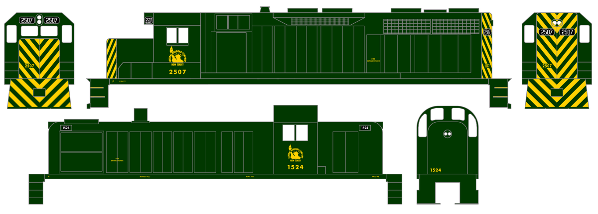 CNJ Jersey Central Lines Diesel Locomotive Yellow CRRofNJ Herald