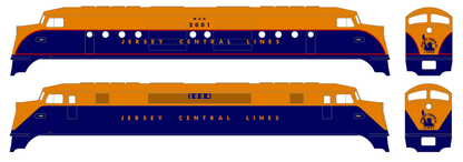 CNJ Jersey Central Lines Baldwin DRX-6-4-2000 Double Ended Diesel Gold and Blue