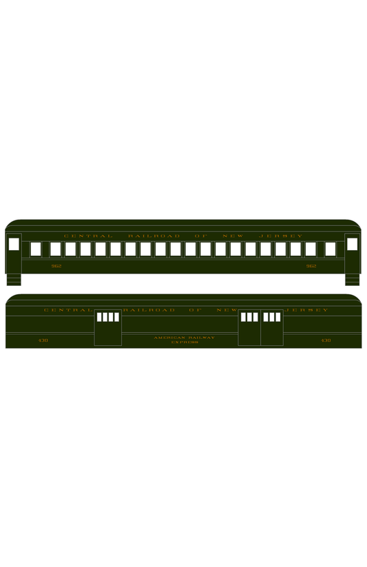 Central Of New Jersey Passenger Car Bronze Gold As Built Lettering