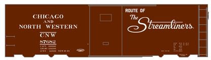 Chicago and North Western 40 Ft Boxcar White Route Of the Streamliners - Decal