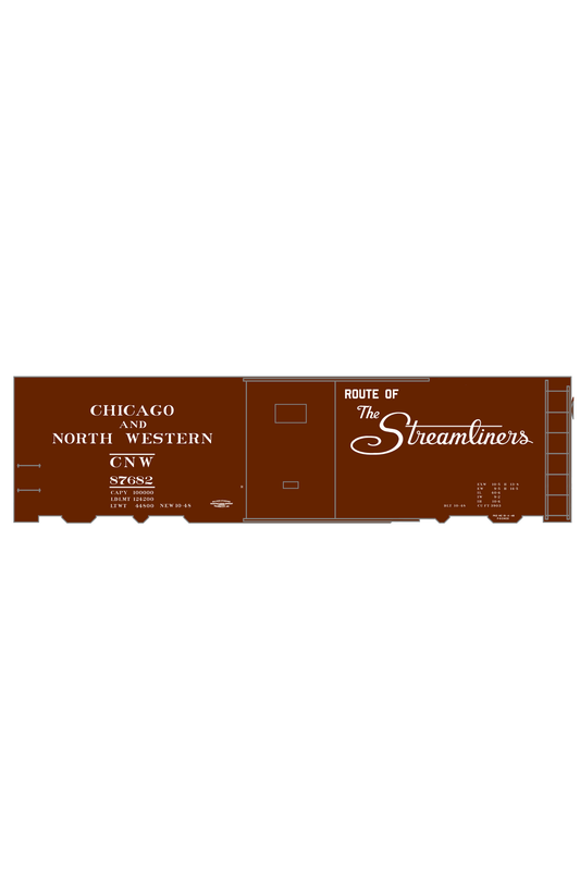 Chicago and North Western 40 Ft Boxcar White Route Of the Streamliners