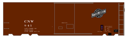 Chicago and North Western 40 Ft Boxcar White Stencil Herald