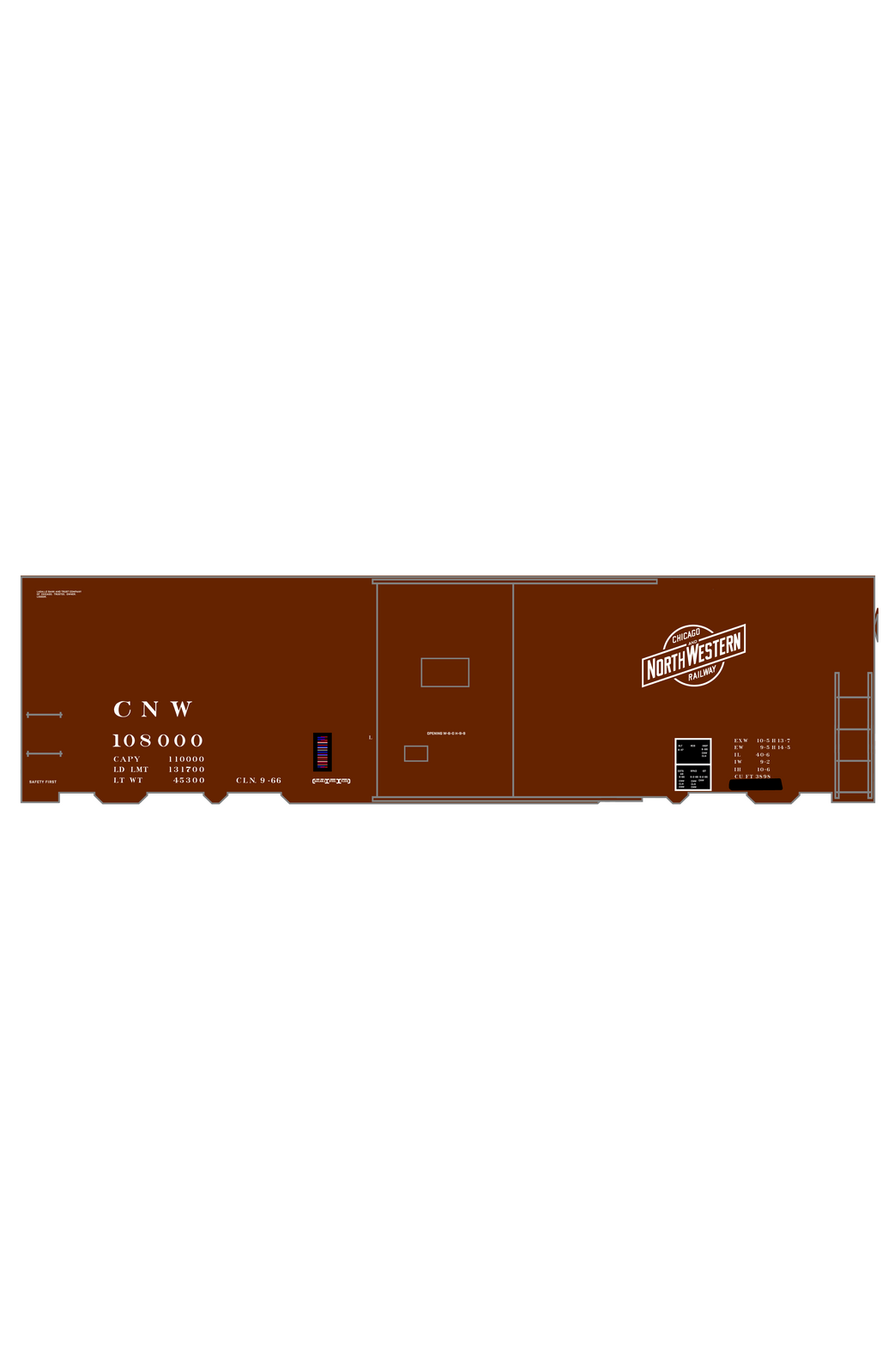 Chicago and North Western 40 Ft Boxcar White Unfilled Herald