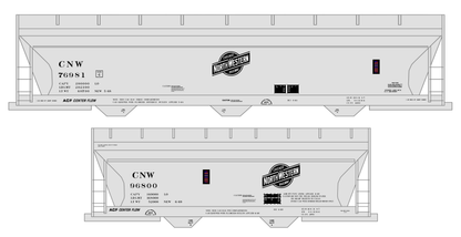 Chicago and North Western ACF Covered Hopper Black  - Decal