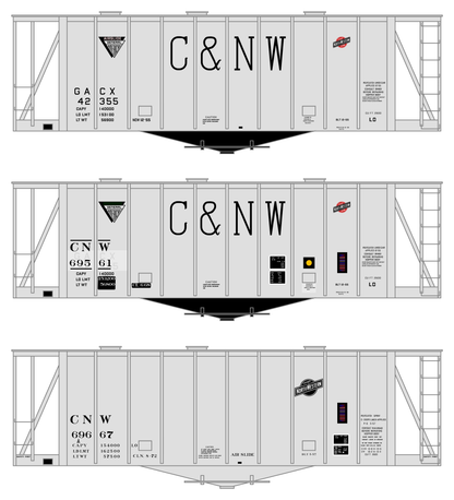 Chicago and North Western Airslide Covered Hopper Black  - Decal