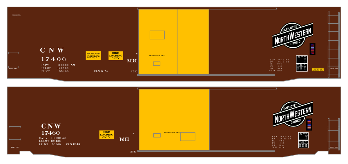 Chicago and North Western 50 Ft Boxcar White Hide Service Cars - Decal