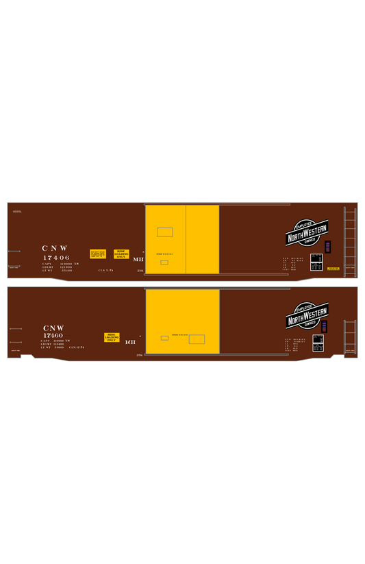 Chicago and North Western 50 Ft Boxcar White Hide Service Cars
