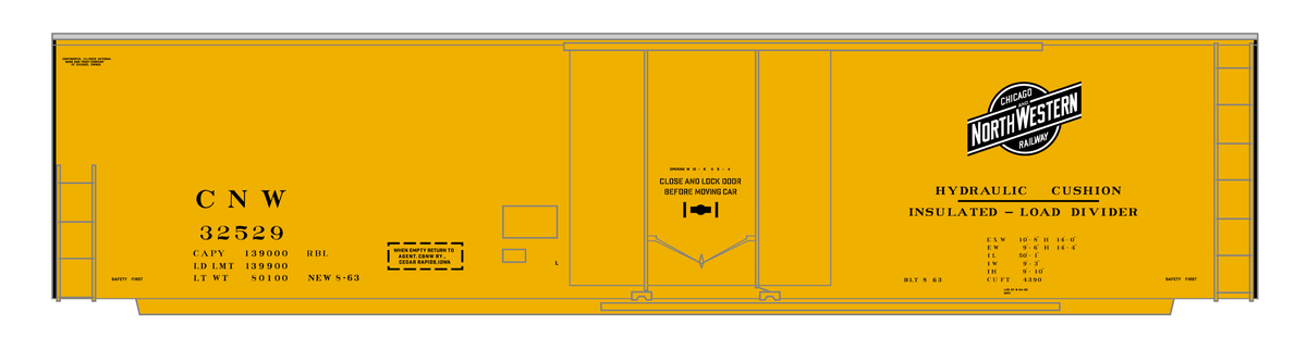 Chicago and North Western 50 Ft Insulated Boxcar Black and White As Built