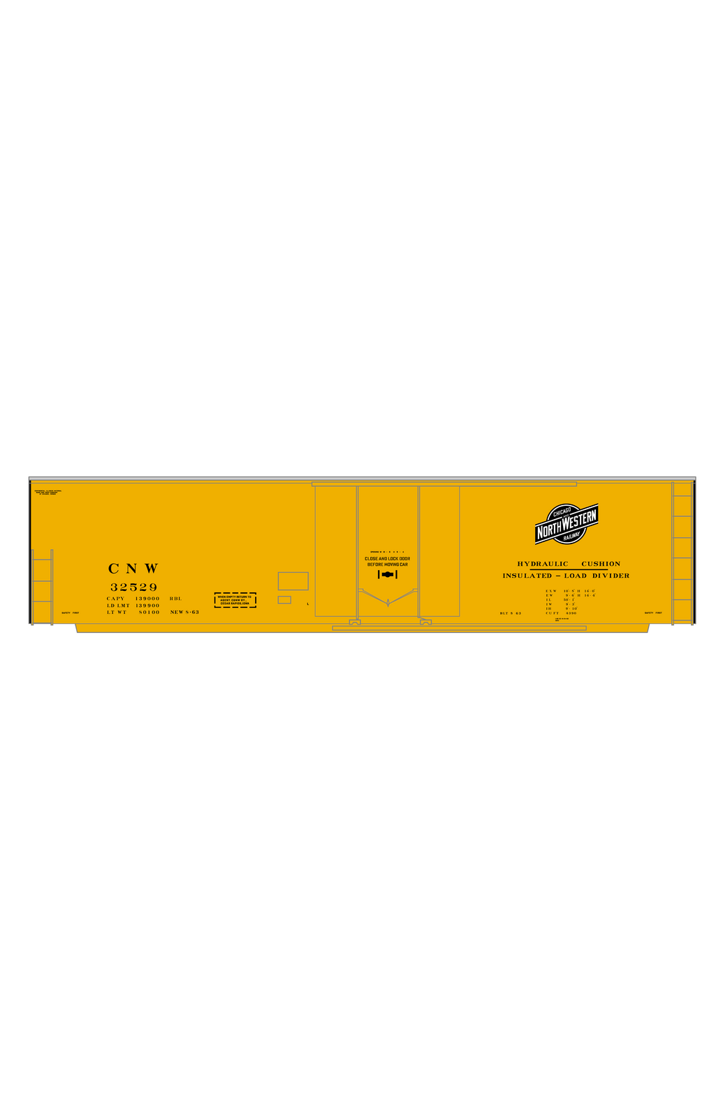 Chicago and North Western 50 Ft Insulated Boxcar Black and White As Built
