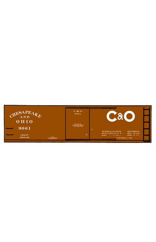 Chesapeake and Ohio 36 Ft Wood Boxcar White C&O