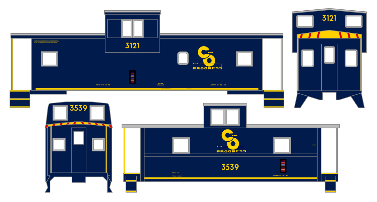 Chesapeake and Ohio Blue Caboose Yellow  - Decal