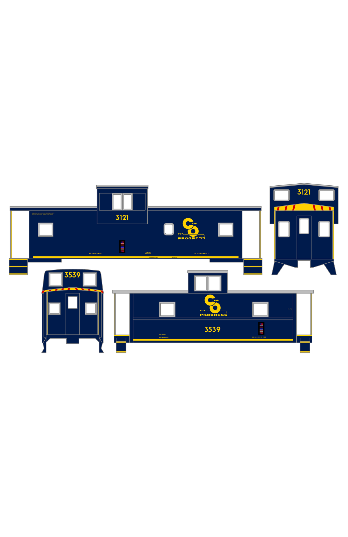 Chesapeake and Ohio Blue Caboose Yellow