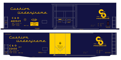 Chesapeake and Ohio 50 Ft Cushion Underframe Boxcar Yellow