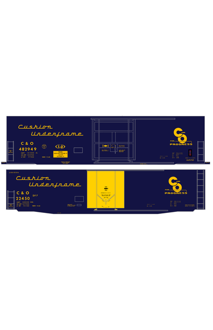 Chesapeake and Ohio 50 Ft Cushion Underframe Boxcar Yellow