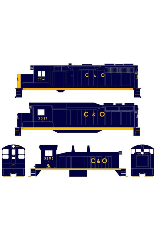 Chesapeake and Ohio Diesel Locomotive Yellow Late C & O Scheme