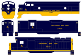 Chesapeake and Ohio Diesel Locomotive Yellow Full Name Futura - Decal